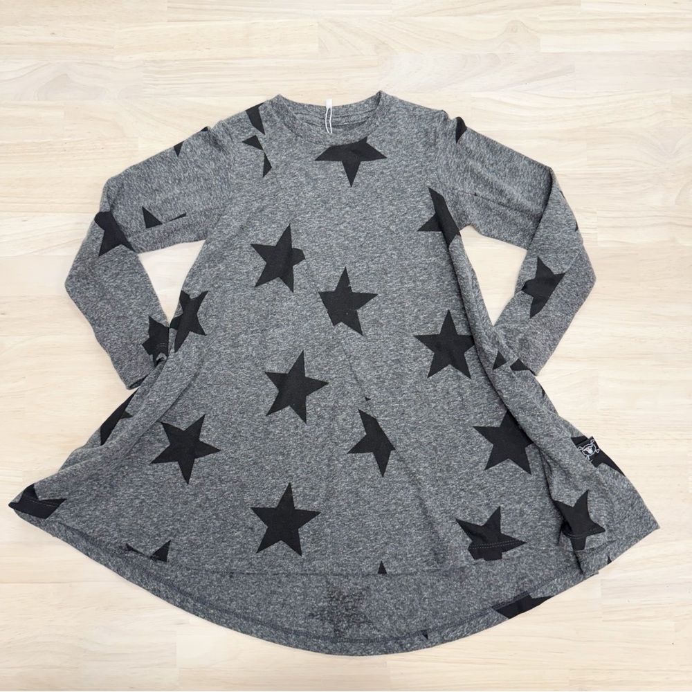 Nununu 3/4 slub knit long sleeve star dress